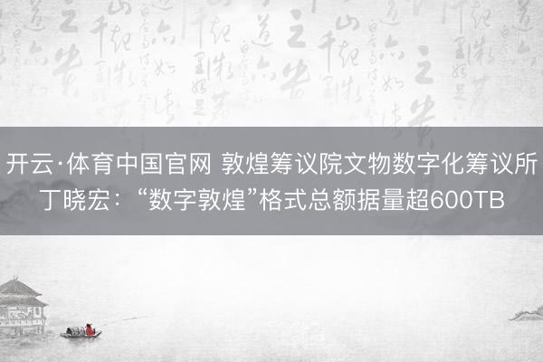 开云·体育中国官网 敦煌筹议院文物数字化筹议所丁晓宏：“数字敦煌”格式总额据量超600TB