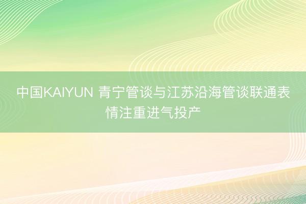 中国KAIYUN 青宁管谈与江苏沿海管谈联通表情注重进气投产