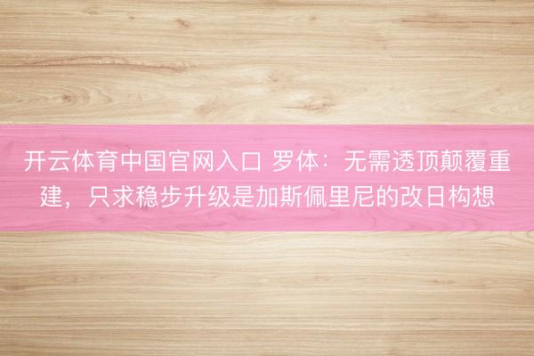 开云体育中国官网入口 罗体：无需透顶颠覆重建，只求稳步升级是加斯佩里尼的改日构想