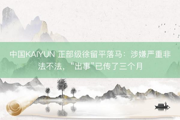 中国KAIYUN 正部级徐留平落马：涉嫌严重非法不法，“出事”已传了三个月