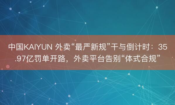 中国KAIYUN 外卖“最严新规”干与倒计时：35.97亿罚单开路，外卖平台告别“体式合规”
