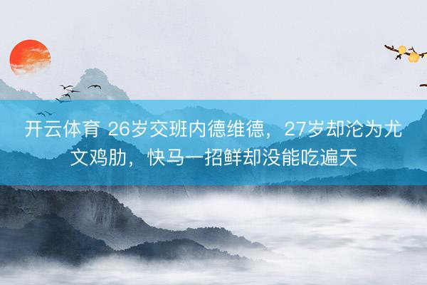 开云体育 26岁交班内德维德，27岁却沦为尤文鸡肋，快马一招鲜却没能吃遍天