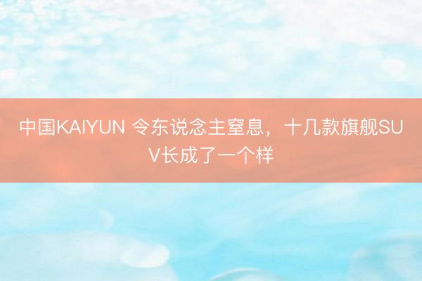 中国KAIYUN 令东说念主窒息，十几款旗舰SUV长成了一个样