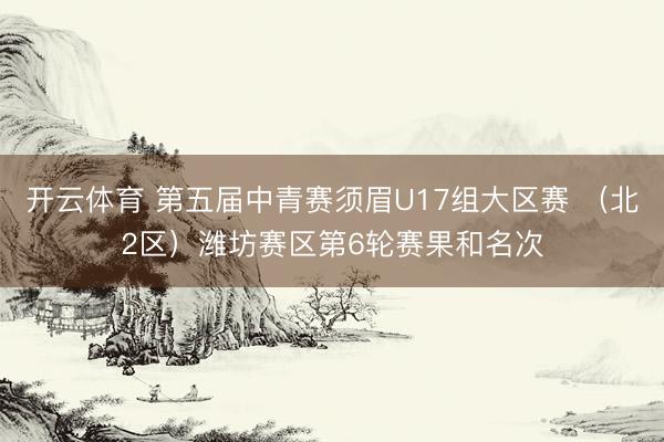 开云体育 第五届中青赛须眉U17组大区赛 （北2区）潍坊赛区第6轮赛果和名次