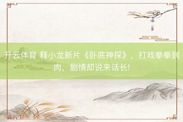 开云体育 释小龙新片《卧底神探》，打戏拳拳到肉，剧情却说来话长!
