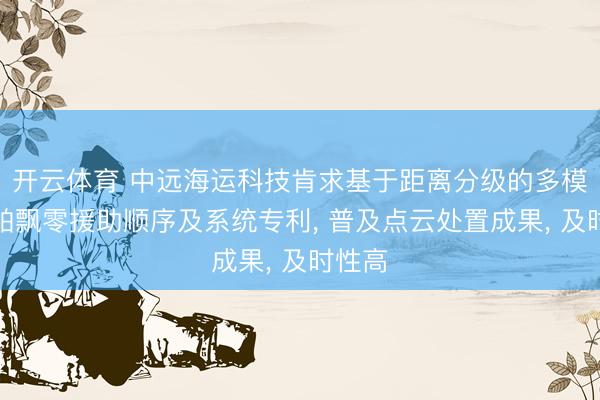 开云体育 中远海运科技肯求基于距离分级的多模态船舶飘零援助顺序及系统专利， 普及点云处置成果， 及时性高