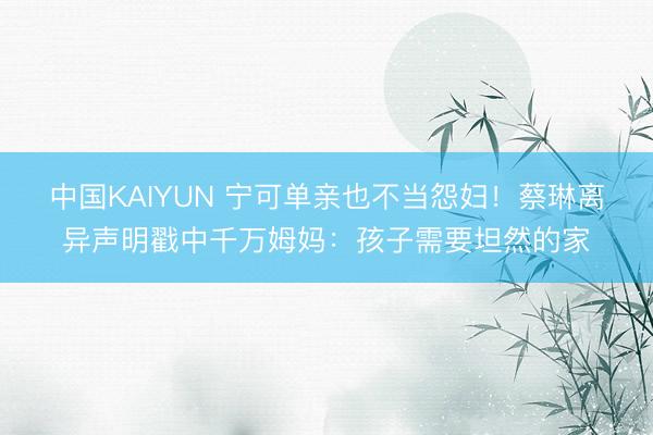 中国KAIYUN 宁可单亲也不当怨妇！蔡琳离异声明戳中千万姆妈：孩子需要坦然的家