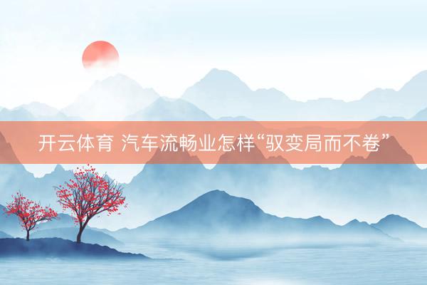 开云体育 汽车流畅业怎样“驭变局而不卷”