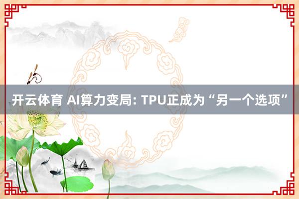 开云体育 AI算力变局: TPU正成为“另一个选项”